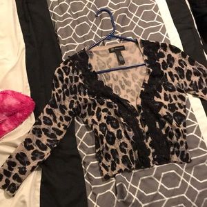 INC leopard print cardigan